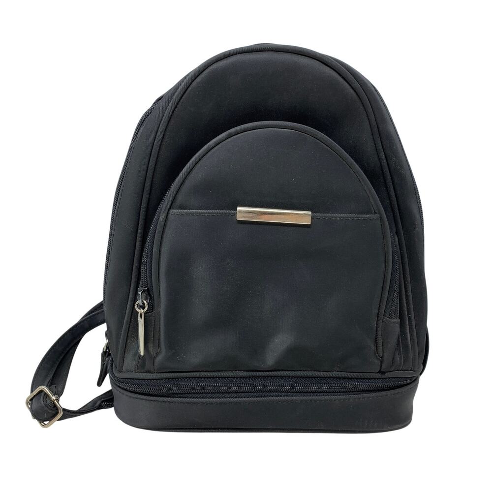 VTG 90s Black Nylon Mini Backpack Purse Travel Daypack Bottom Zip Compartment